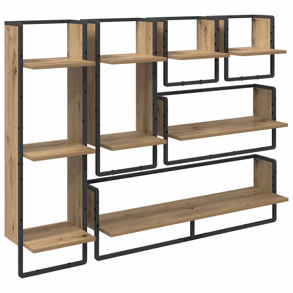 Wandplankenset met plank 6 pcs Artisan Eiken 100 x 25 x 30 cm is nu te koop bij PeponiXL, paradijselijk wonen!