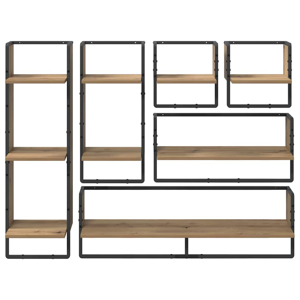 Wandplankenset met plank 6 pcs Artisan Eiken 100 x 25 x 30 cm is nu te koop bij PeponiXL, paradijselijk wonen!
