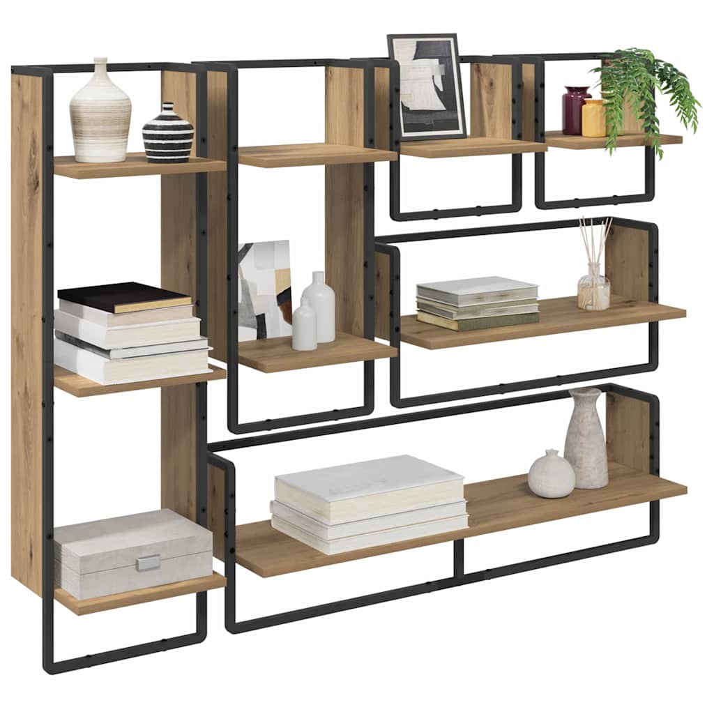 Wandplankenset met plank 6 pcs Artisan Eiken 100 x 25 x 30 cm is nu te koop bij PeponiXL, paradijselijk wonen!