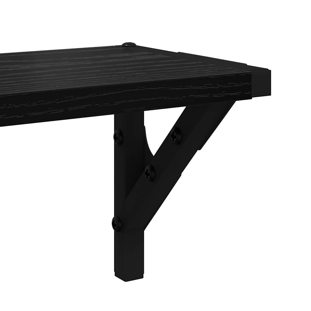 Wandplanken 2 pcs Zwart Eiken 60 x 15 x 15,5 cm Bewerkt hout is nu te koop bij PeponiXL, paradijselijk wonen!