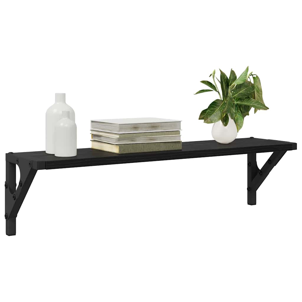 Wandplanken 2 pcs Zwart Eiken 60 x 15 x 15,5 cm Bewerkt hout is nu te koop bij PeponiXL, paradijselijk wonen!