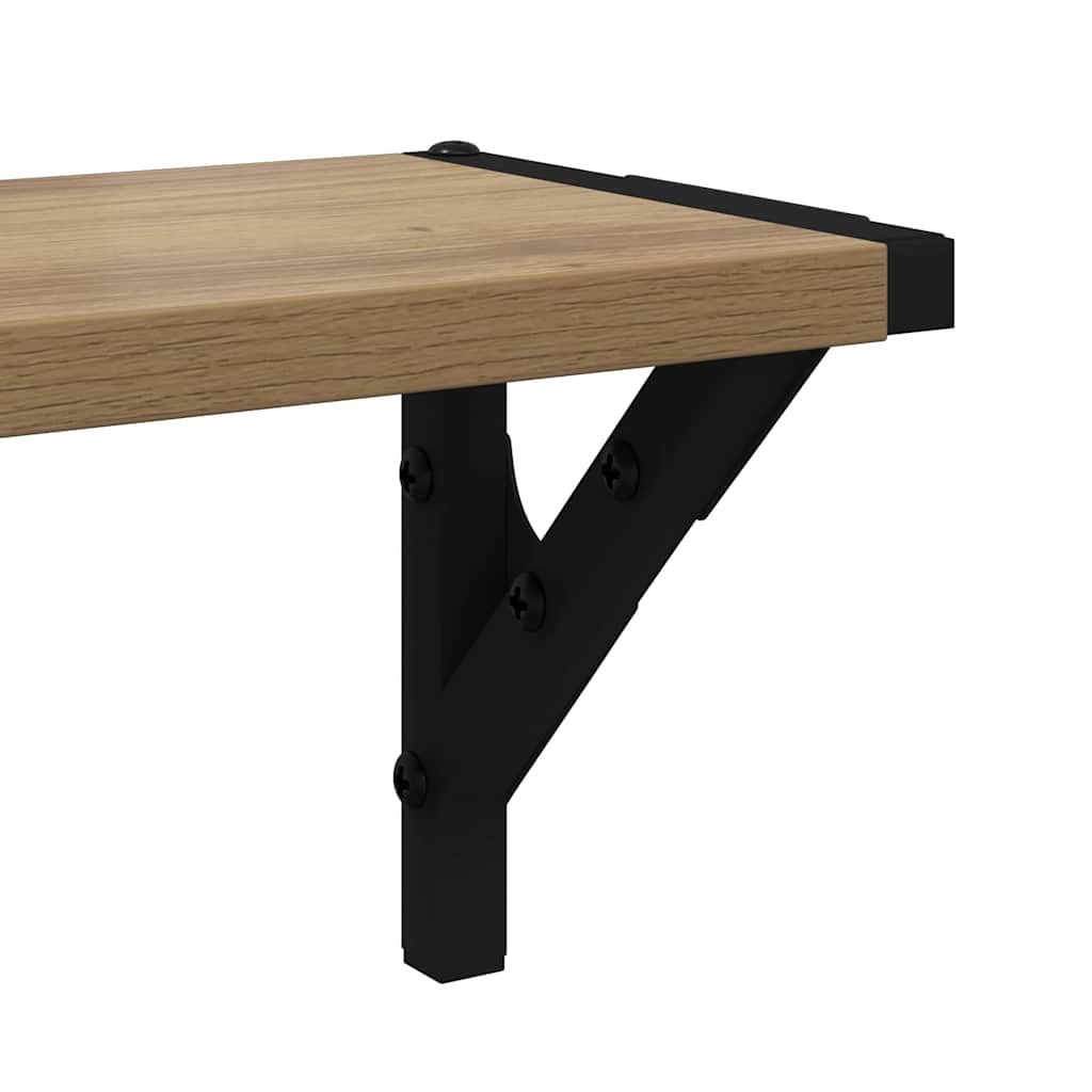 Wandplanken 2 pcs Artisan Eiken 80 x 15 x 15,5 cm Bewerkt hout is nu te koop bij PeponiXL, paradijselijk wonen!