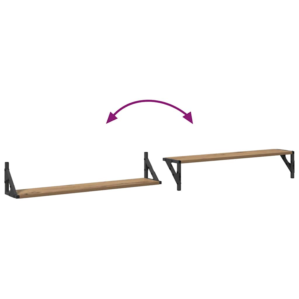Wandplanken 2 pcs Artisan Eiken 80 x 15 x 15,5 cm Bewerkt hout is nu te koop bij PeponiXL, paradijselijk wonen!