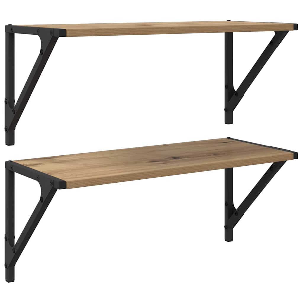 Wandplanken 2 pcs Artisan Eiken 60 x 25 x 25,5 cm Bewerkt hout is nu te koop bij PeponiXL, paradijselijk wonen!