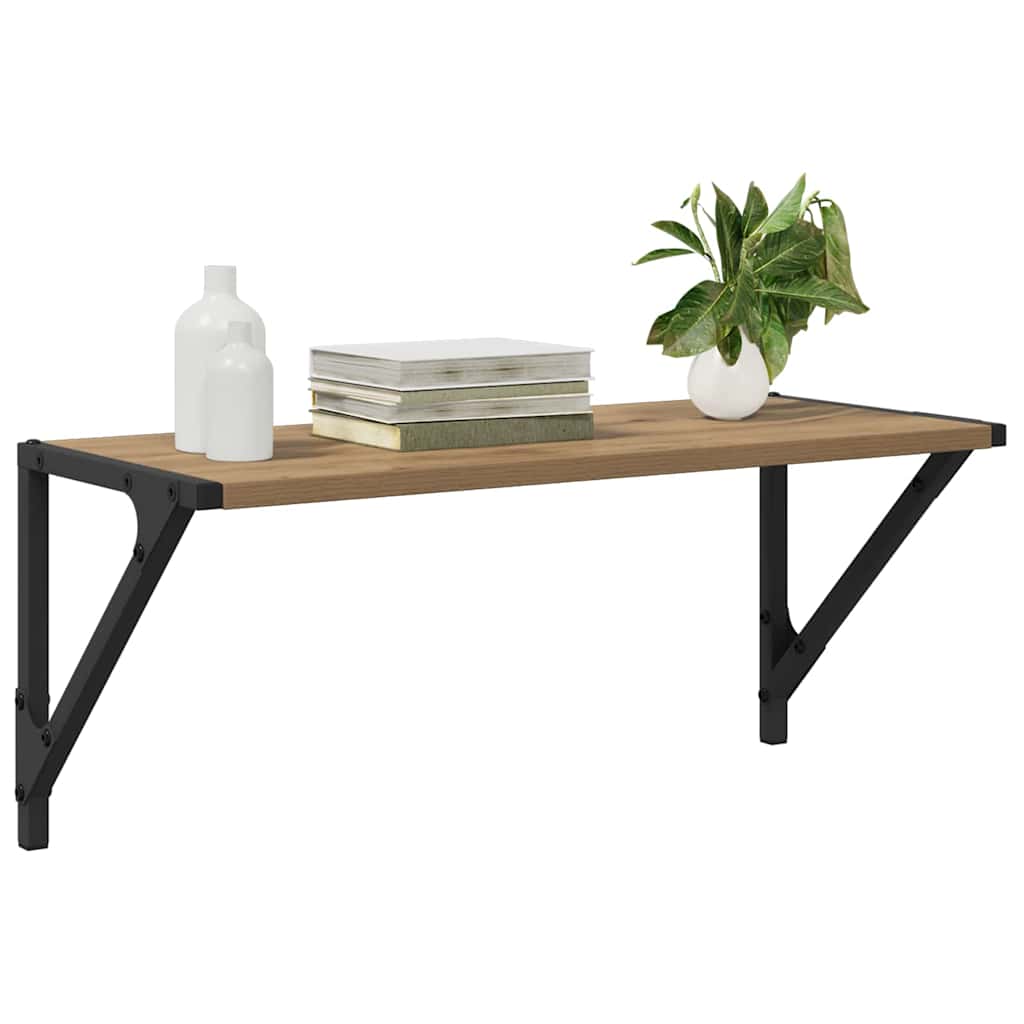 Wandplanken 2 pcs Artisan Eiken 60 x 25 x 25,5 cm Bewerkt hout is nu te koop bij PeponiXL, paradijselijk wonen!