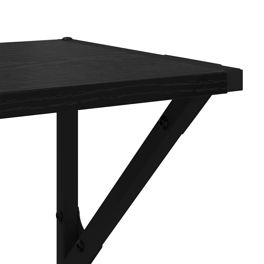 Wandplanken 2 pcs Zwart Eiken 60 x 25 x 25,5 cm Bewerkt hout is nu te koop bij PeponiXL, paradijselijk wonen!