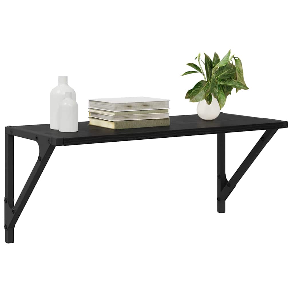Wandplanken 2 pcs Zwart Eiken 60 x 25 x 25,5 cm Bewerkt hout is nu te koop bij PeponiXL, paradijselijk wonen!