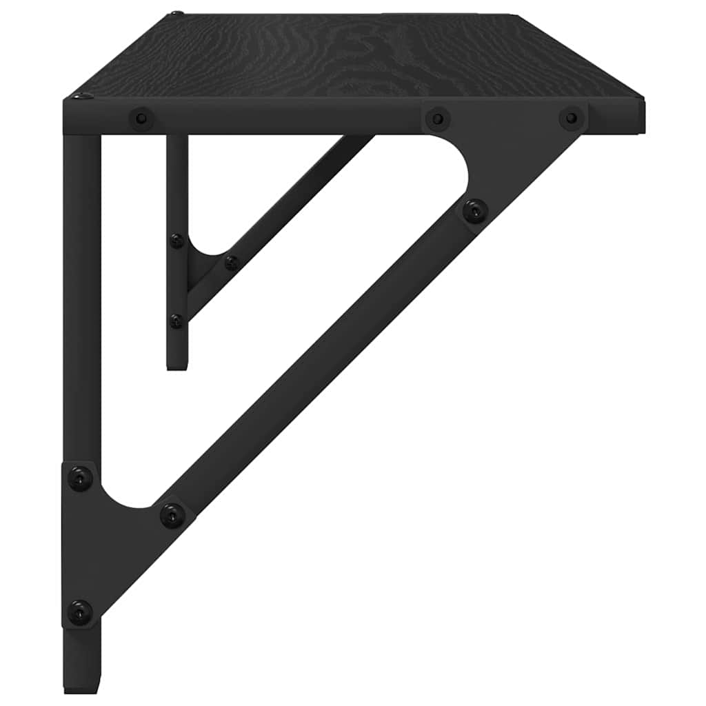 Wandplanken 2 pcs Zwart Eiken 60 x 25 x 25,5 cm Bewerkt hout is nu te koop bij PeponiXL, paradijselijk wonen!