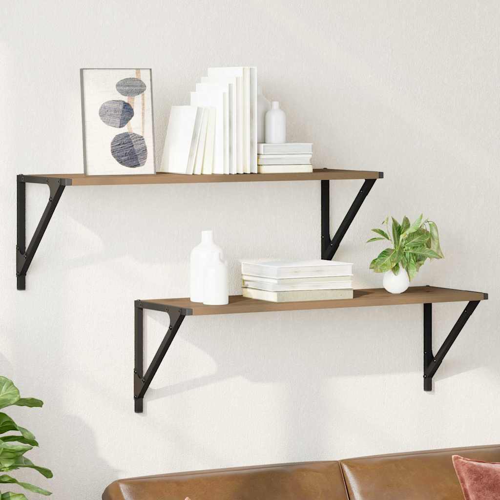 Wandplanken 2 pcs Artisan Eiken 80 x 25 x 25,5 cm Bewerkt hout is nu te koop bij PeponiXL, paradijselijk wonen!