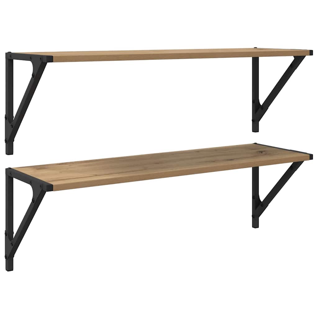 Wandplanken 2 pcs Artisan Eiken 80 x 25 x 25,5 cm Bewerkt hout is nu te koop bij PeponiXL, paradijselijk wonen!