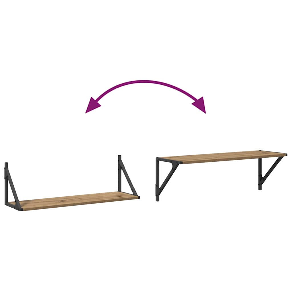 Wandplanken 2 pcs Artisan Eiken 80 x 25 x 25,5 cm Bewerkt hout is nu te koop bij PeponiXL, paradijselijk wonen!