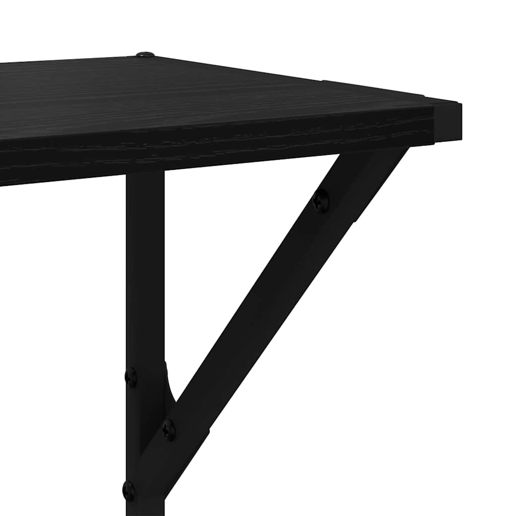 Wandplanken 2 pcs Zwart Eiken 80 x 25 x 25,5 cm Bewerkt hout is nu te koop bij PeponiXL, paradijselijk wonen!