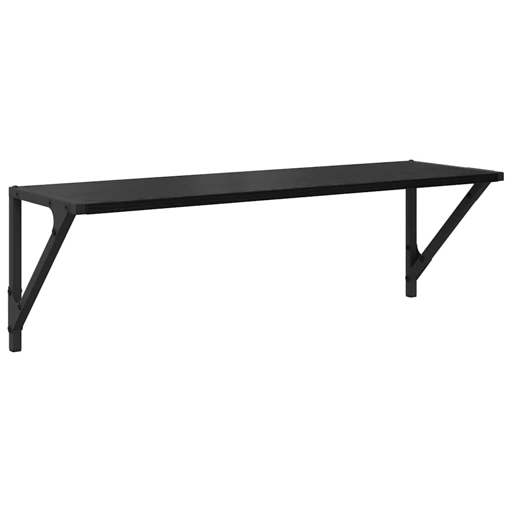 Wandplanken 2 pcs Zwart Eiken 80 x 25 x 25,5 cm Bewerkt hout is nu te koop bij PeponiXL, paradijselijk wonen!