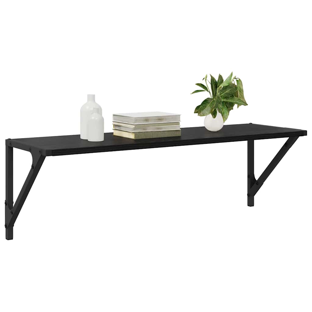 Wandplanken 2 pcs Zwart Eiken 80 x 25 x 25,5 cm Bewerkt hout is nu te koop bij PeponiXL, paradijselijk wonen!