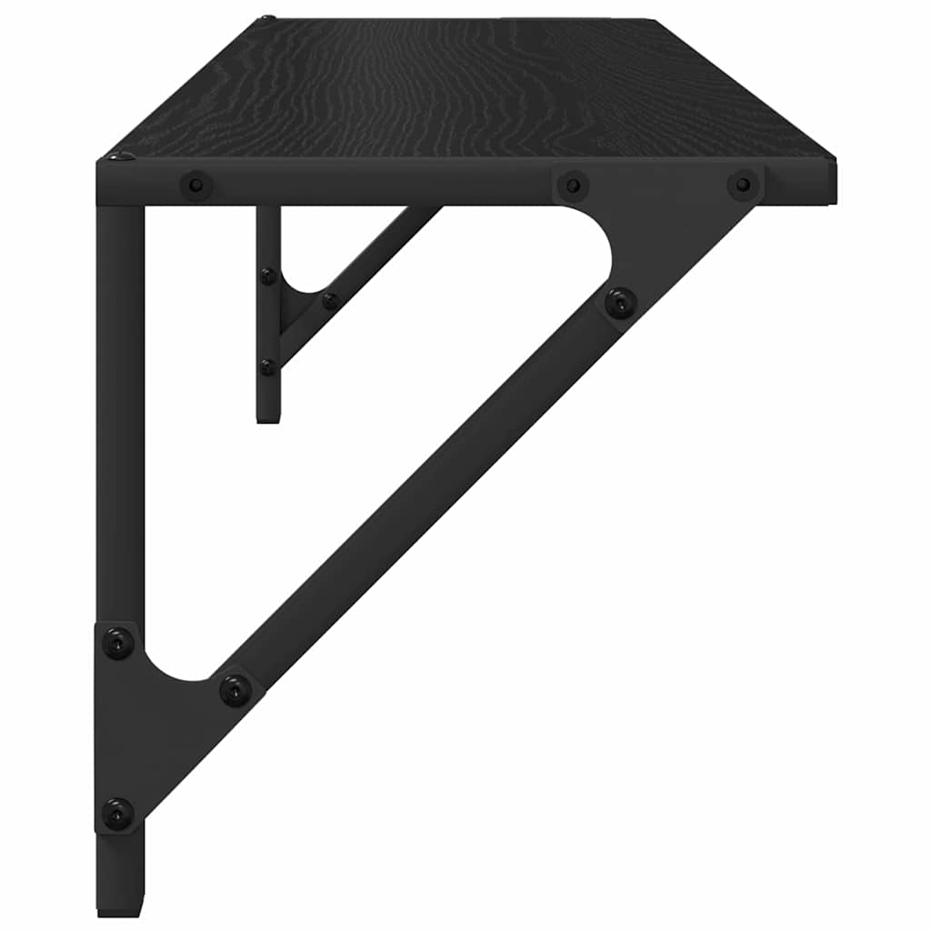 Wandplanken 2 pcs Zwart Eiken 80 x 25 x 25,5 cm Bewerkt hout is nu te koop bij PeponiXL, paradijselijk wonen!