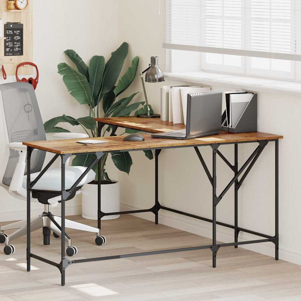 Bureau Oud Hout 149 x 149 x 75 cm Bewerkt hout is nu te koop bij PeponiXL, paradijselijk wonen!