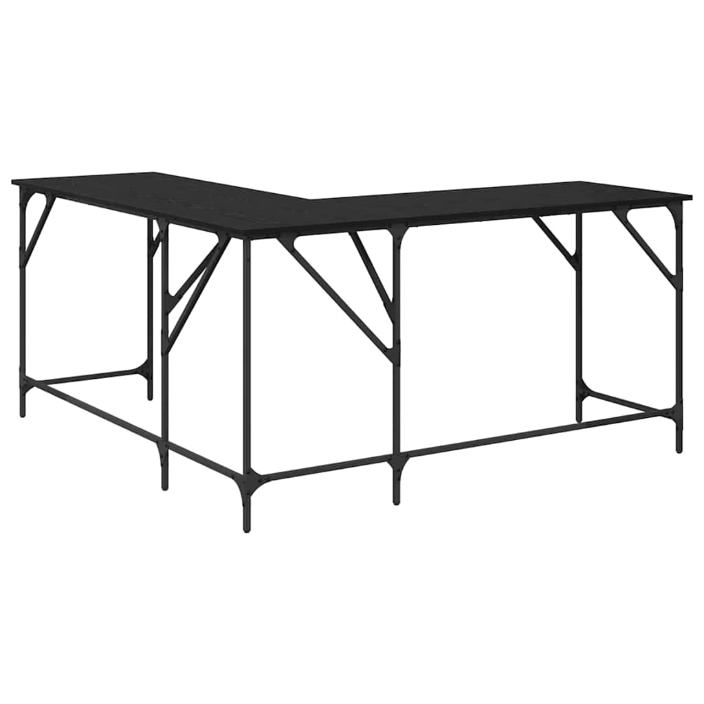 Bureau Zwart Eiken 149 x 149 x 75 cm Bewerkt hout is nu te koop bij PeponiXL, paradijselijk wonen!