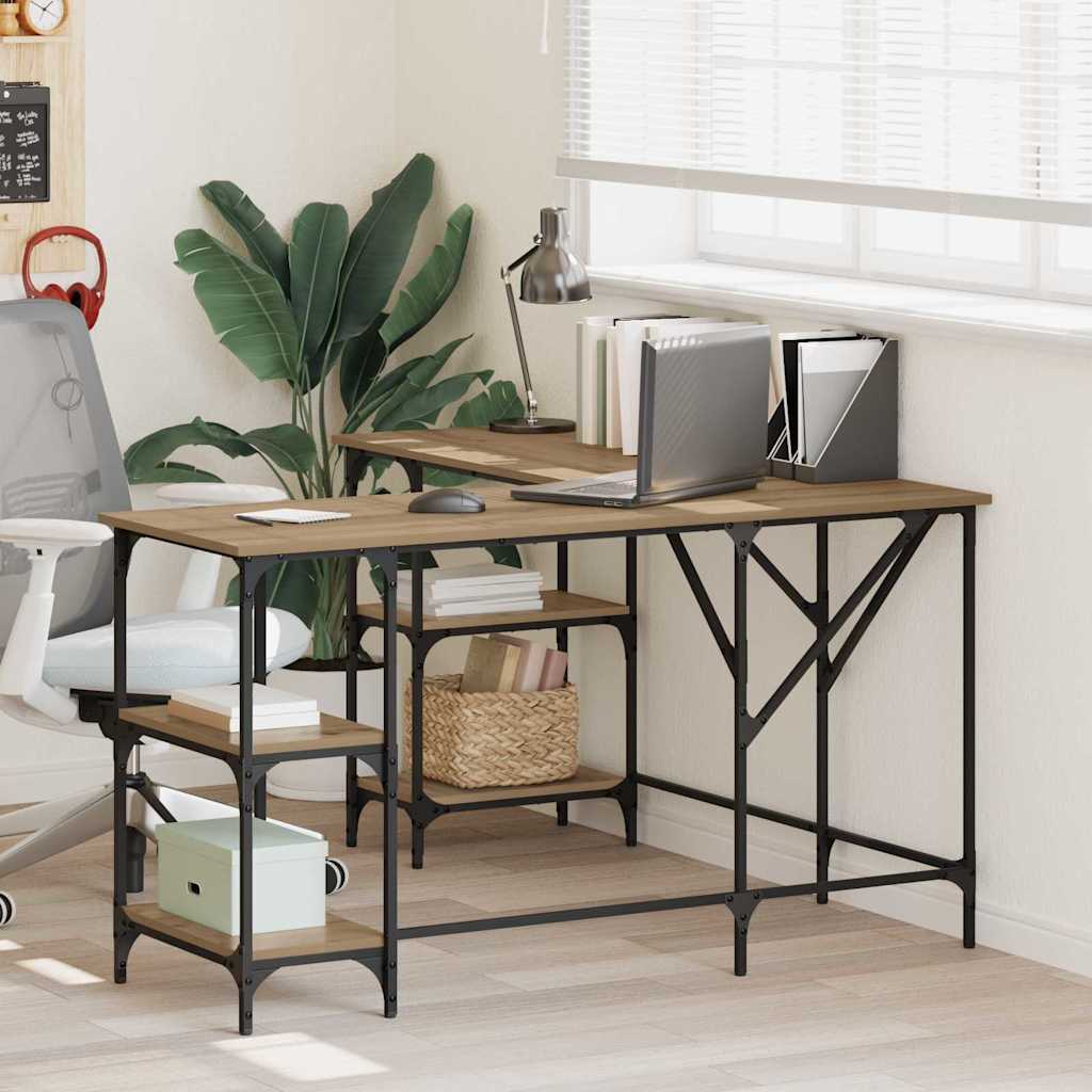 Bureau Artisan Eiken 139 x 139 x 75 cm Bewerkt hout is nu te koop bij PeponiXL, paradijselijk wonen!