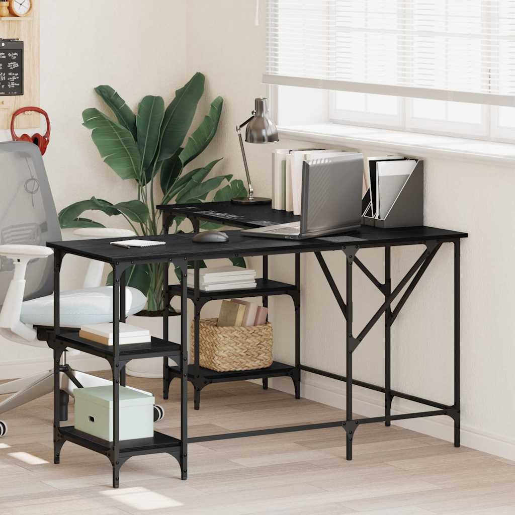 Bureau Zwart Eiken 139 x 139 x 75 cm Bewerkt hout is nu te koop bij PeponiXL, paradijselijk wonen!