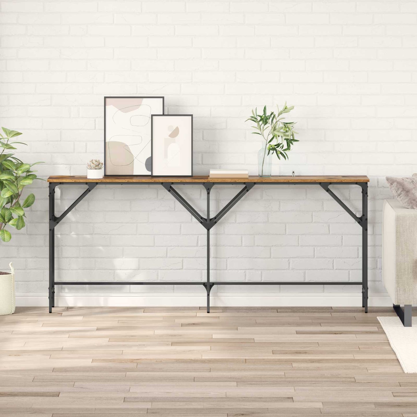 Wandtafel Oud Hout 180 x 30 x 75 cm Bewerkt hout is nu te koop bij PeponiXL, paradijselijk wonen!
