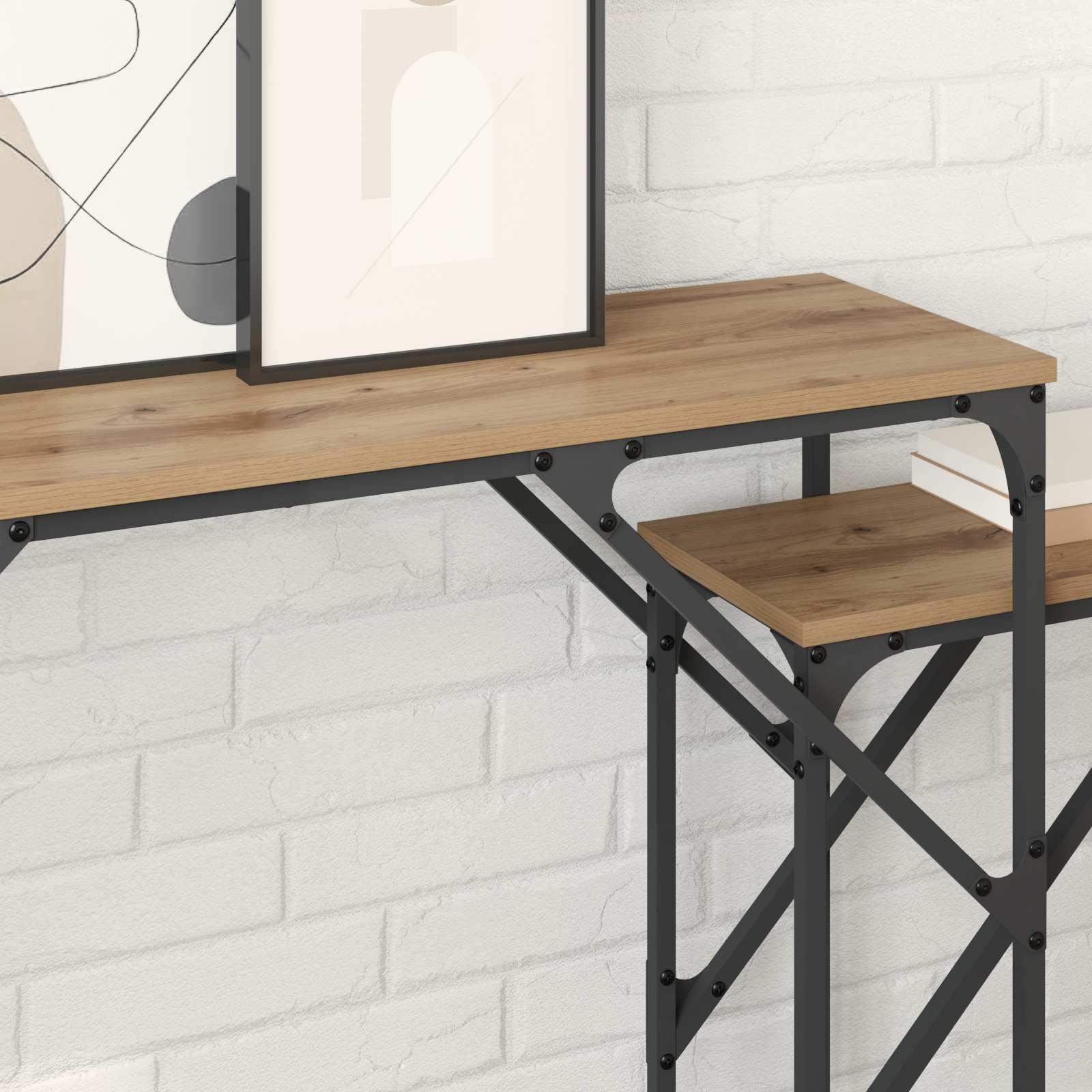 Wandtafel 2 st Artisan Eiken 100 x 28 x 75 cm Bewerkt hout is nu te koop bij PeponiXL, paradijselijk wonen!