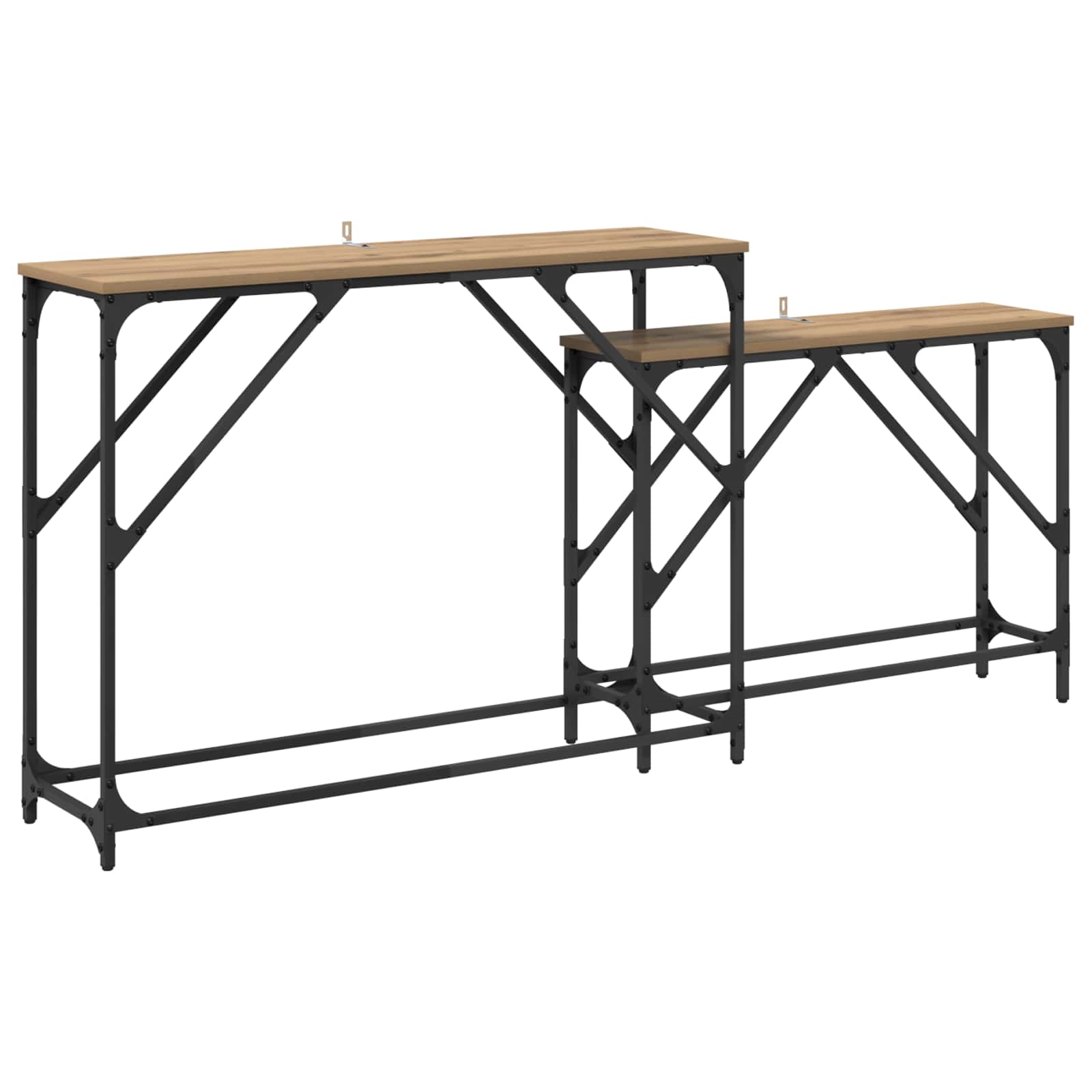 Wandtafel 2 st Artisan Eiken 100 x 28 x 75 cm Bewerkt hout is nu te koop bij PeponiXL, paradijselijk wonen!