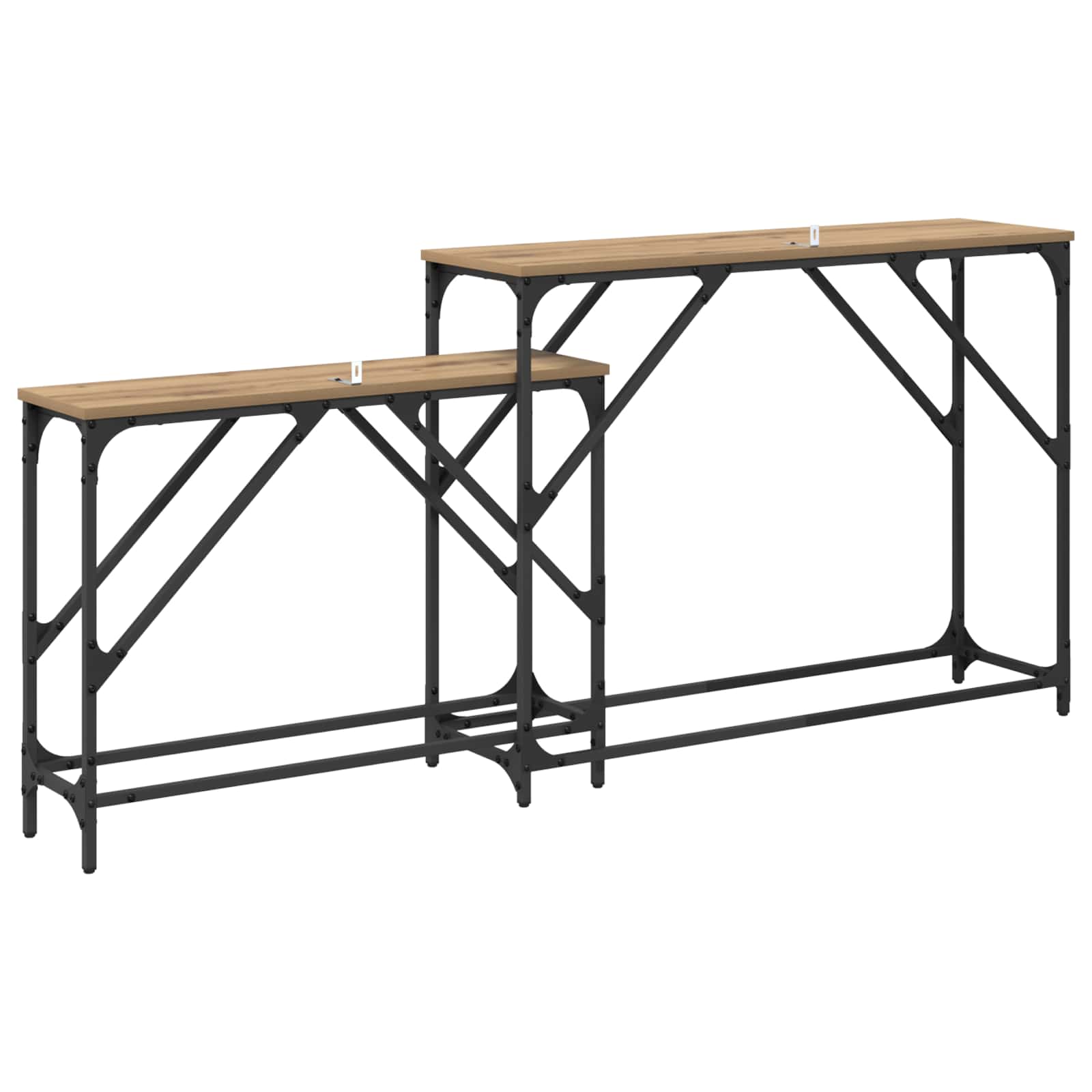 Wandtafel 2 st Artisan Eiken 100 x 28 x 75 cm Bewerkt hout is nu te koop bij PeponiXL, paradijselijk wonen!