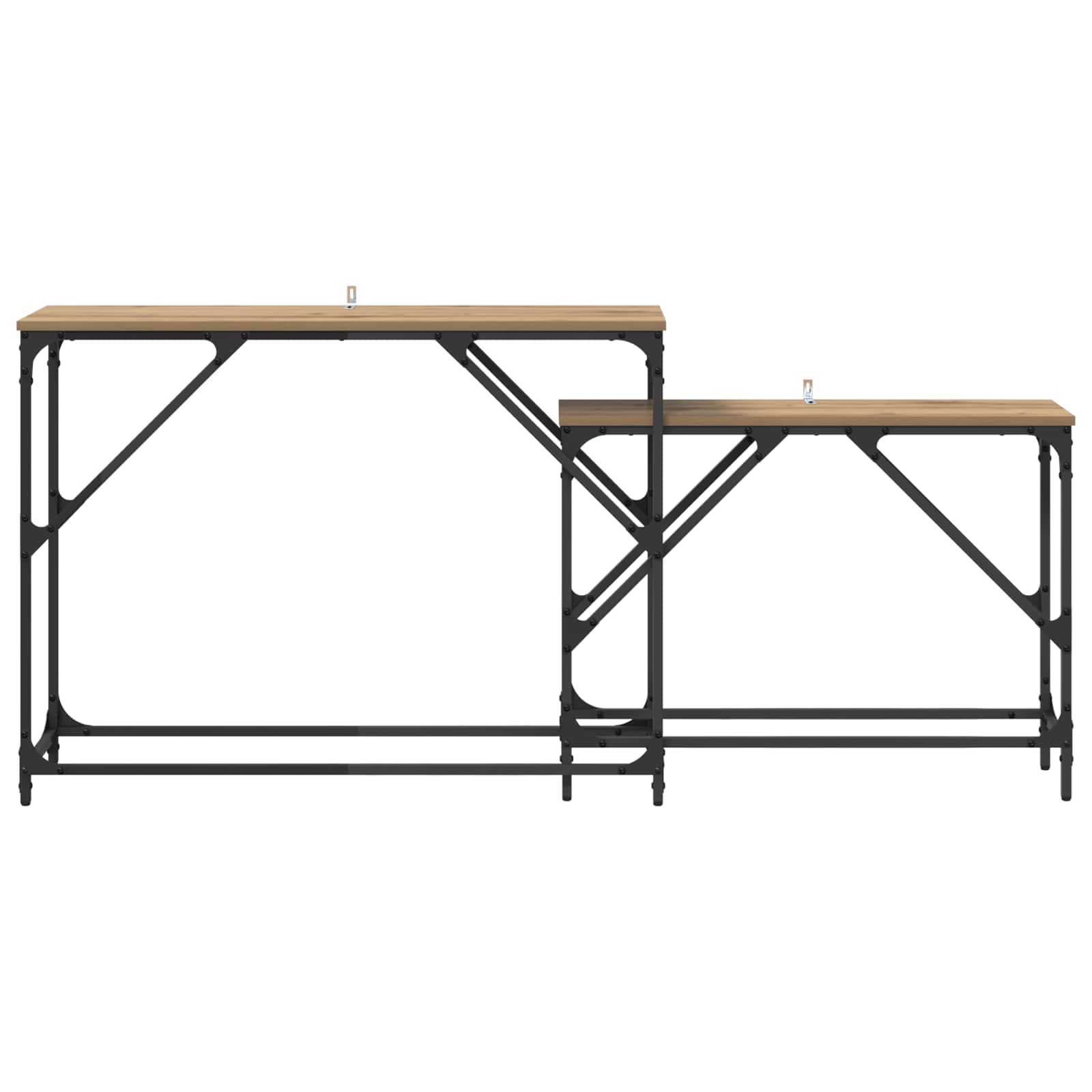 Wandtafel 2 st Artisan Eiken 100 x 28 x 75 cm Bewerkt hout is nu te koop bij PeponiXL, paradijselijk wonen!