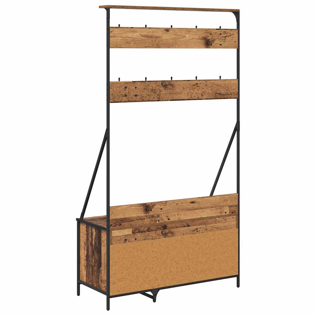 Kledingrek met plank Oud Hout 100 x 41 x 184 cm Bewerkt hout is nu te koop bij PeponiXL, paradijselijk wonen!