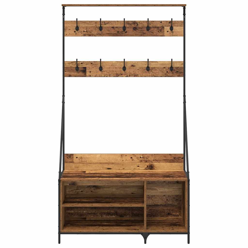 Kledingrek met plank Oud Hout 100 x 41 x 184 cm Bewerkt hout is nu te koop bij PeponiXL, paradijselijk wonen!