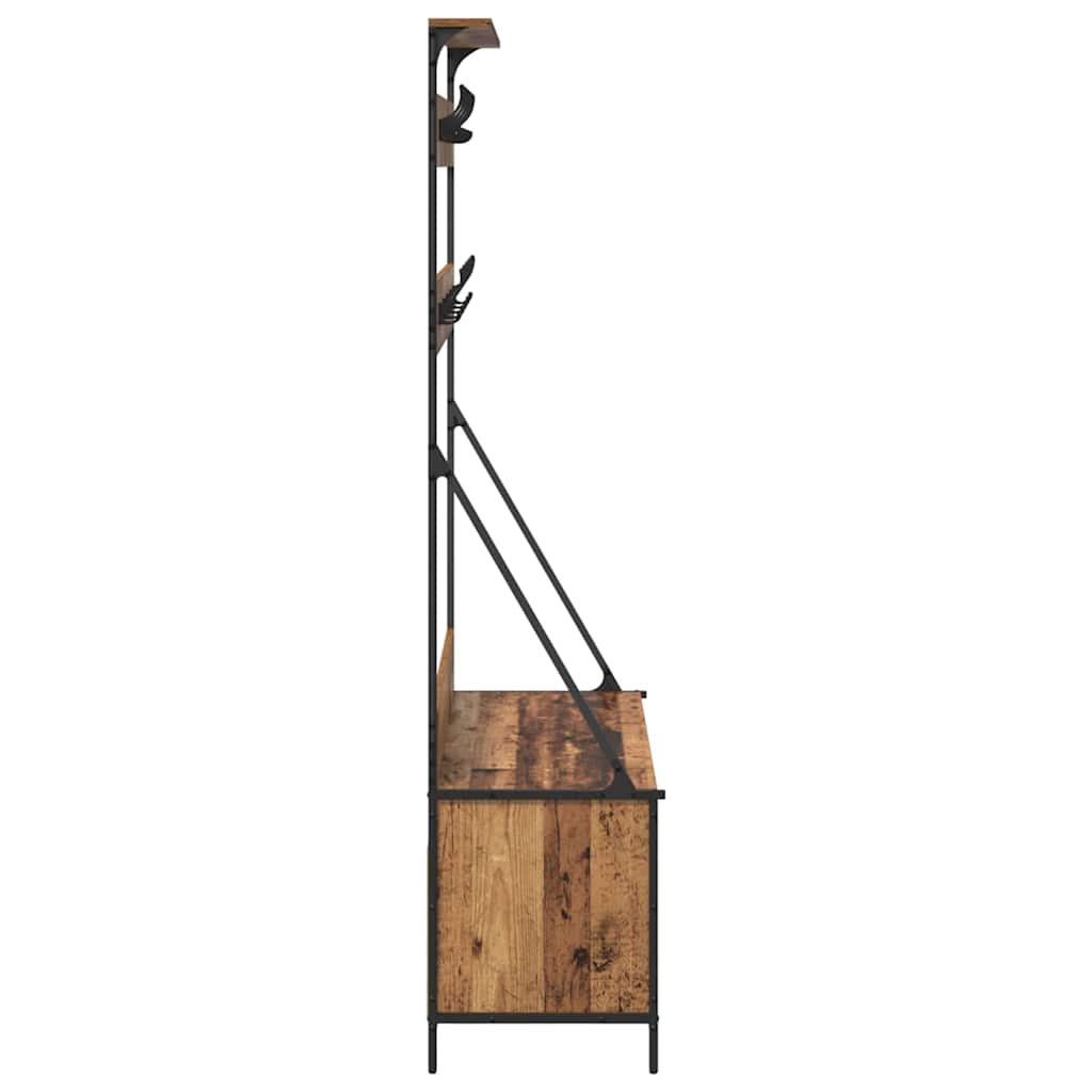 Kledingrek met plank Oud Hout 100 x 41 x 184 cm Bewerkt hout is nu te koop bij PeponiXL, paradijselijk wonen!