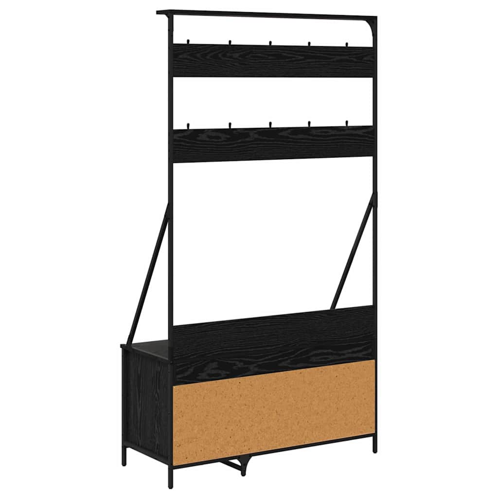 Kledingrek met plank Zwart Eiken 100 x 41 x 184 cm Bewerkt hout is nu te koop bij PeponiXL, paradijselijk wonen!