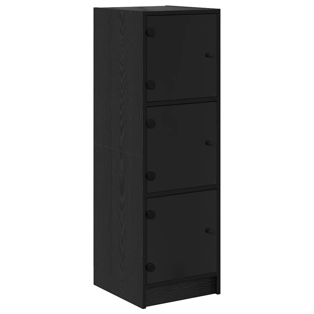 Highboard Zwart Eiken 35 x 37 x 109 cm Bewerkt hout is nu te koop bij PeponiXL, paradijselijk wonen!