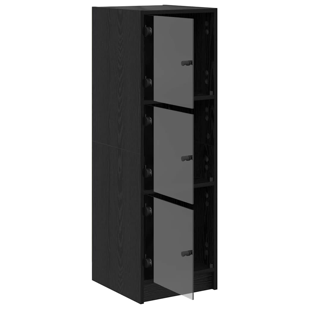 Highboard Zwart Eiken 35 x 37 x 109 cm Bewerkt hout is nu te koop bij PeponiXL, paradijselijk wonen!