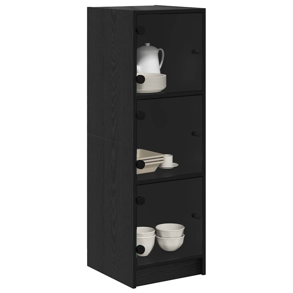 Highboard Zwart Eiken 35 x 37 x 109 cm Bewerkt hout is nu te koop bij PeponiXL, paradijselijk wonen!