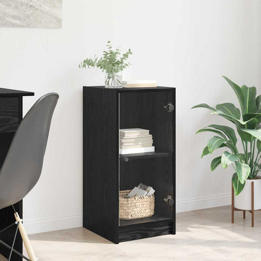 Dressoir Zwart eiken 35 x 37 x 76 cm Bewerkt hout is nu te koop bij PeponiXL, paradijselijk wonen!