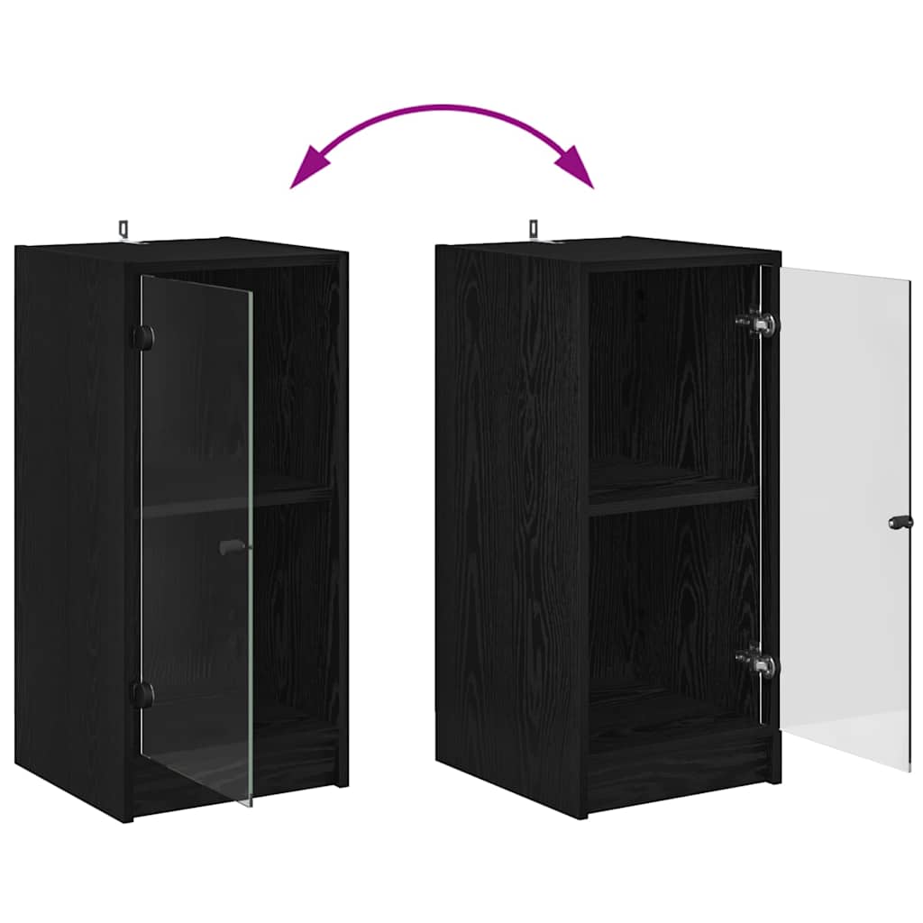 Dressoir Zwart eiken 35 x 37 x 76 cm Bewerkt hout is nu te koop bij PeponiXL, paradijselijk wonen!