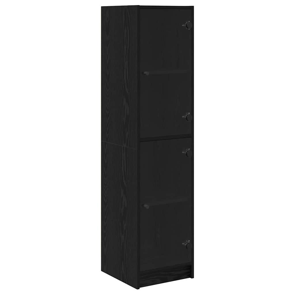 Highboard Zwart Eiken 35 x 37 x 142 cm Bewerkt hout is nu te koop bij PeponiXL, paradijselijk wonen!