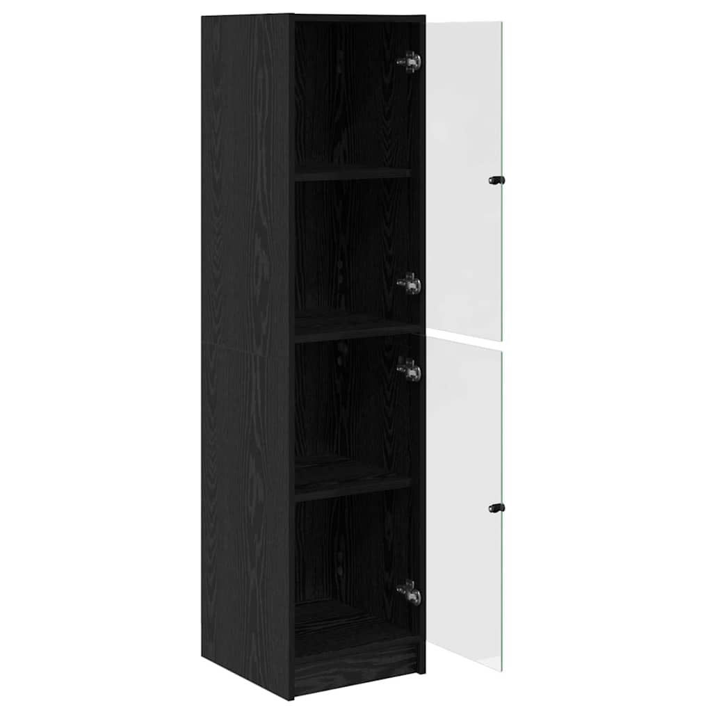 Highboard Zwart Eiken 35 x 37 x 142 cm Bewerkt hout is nu te koop bij PeponiXL, paradijselijk wonen!
