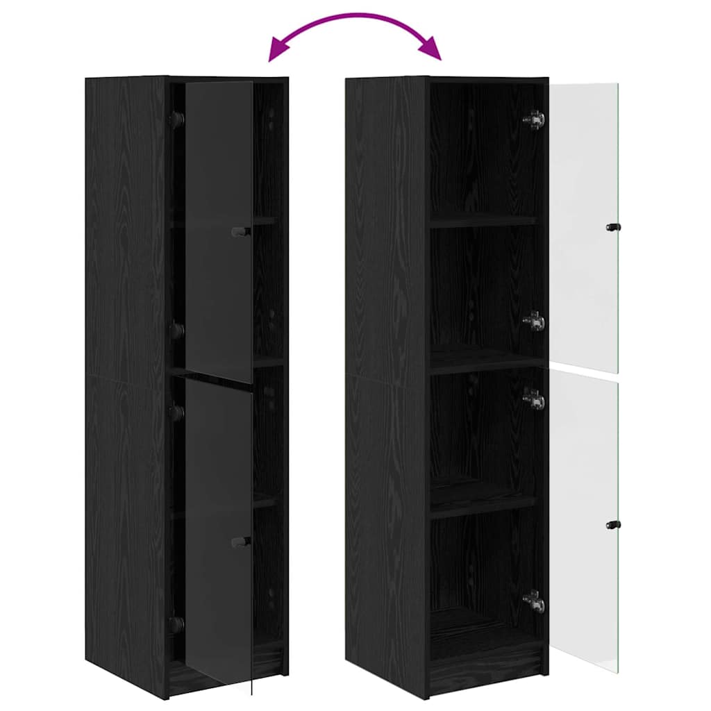 Highboard Zwart Eiken 35 x 37 x 142 cm Bewerkt hout is nu te koop bij PeponiXL, paradijselijk wonen!