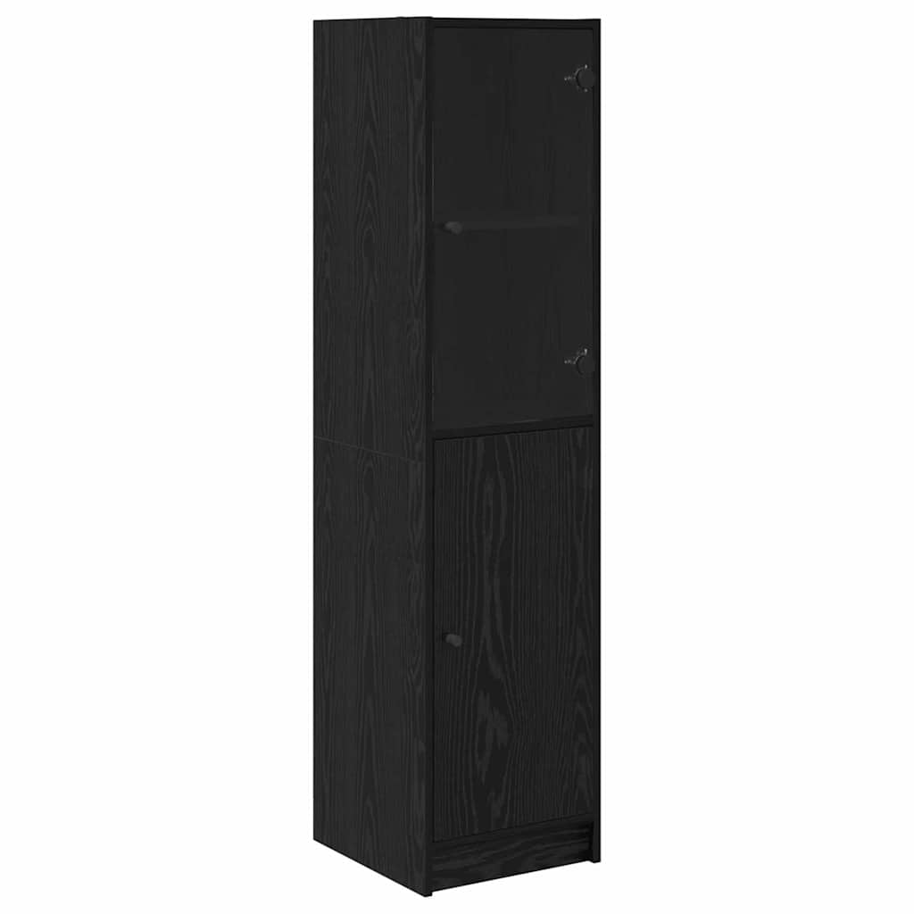 Highboard Zwart Eiken 35 x 37 x 142 cm Bewerkt hout is nu te koop bij PeponiXL, paradijselijk wonen!