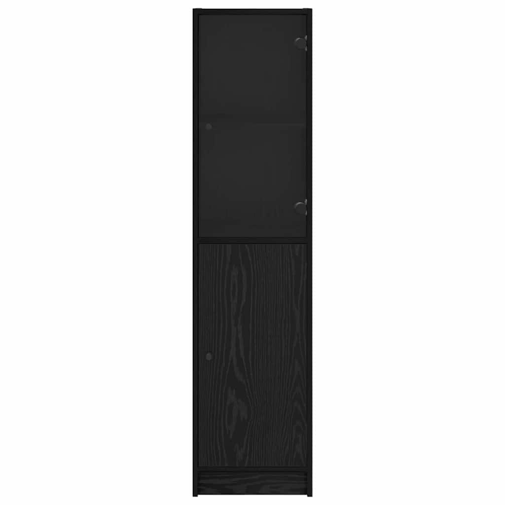 Highboard Zwart Eiken 35 x 37 x 142 cm Bewerkt hout is nu te koop bij PeponiXL, paradijselijk wonen!