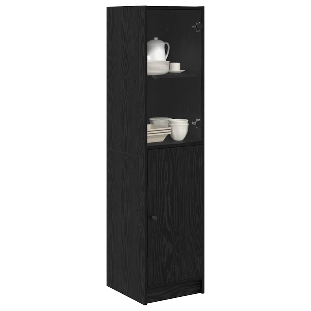 Highboard Zwart Eiken 35 x 37 x 142 cm Bewerkt hout is nu te koop bij PeponiXL, paradijselijk wonen!