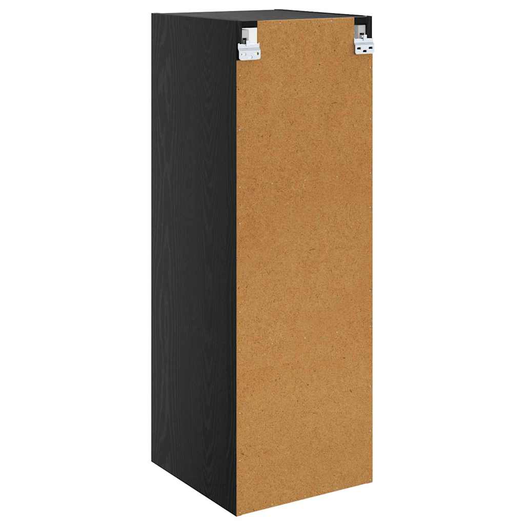 Wandkast Zwart Eiken 35 x 37 x 102 cm Bewerkt hout is nu te koop bij PeponiXL, paradijselijk wonen!