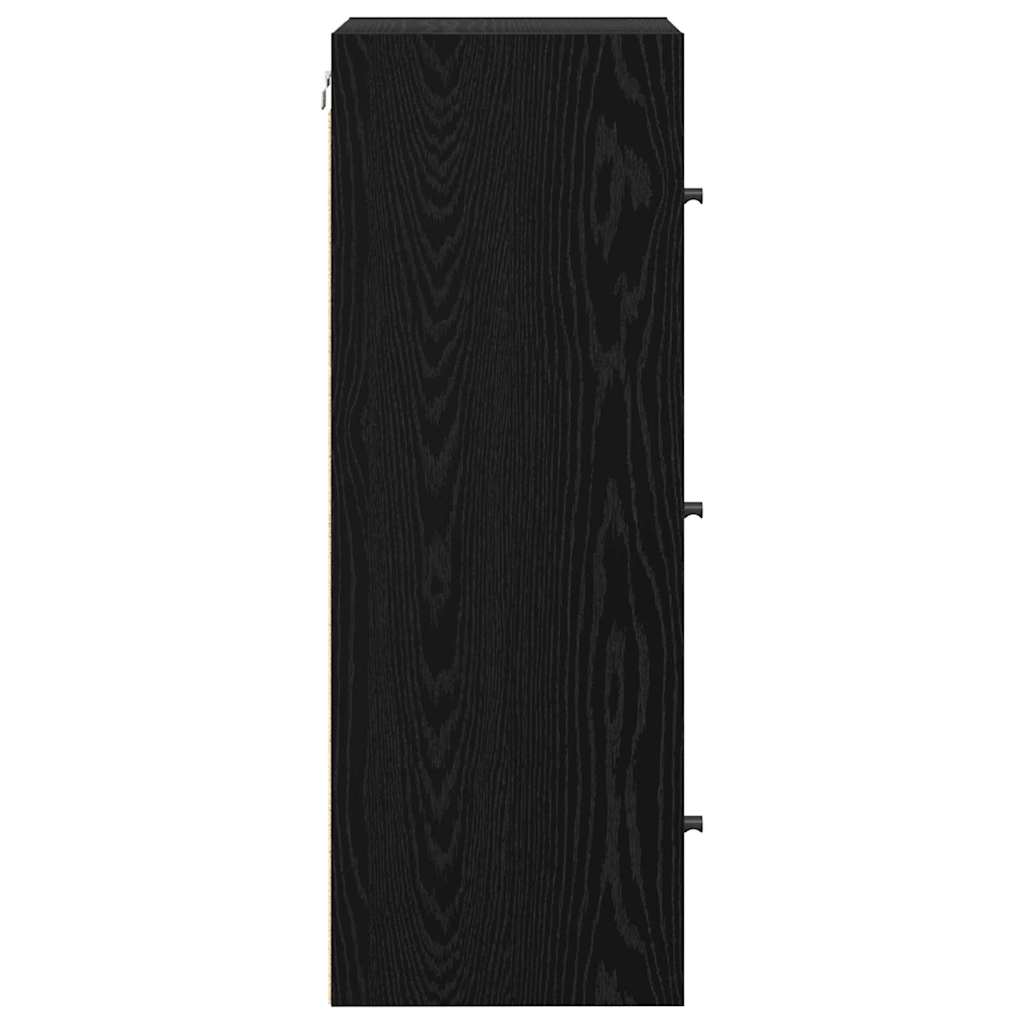 Wandkast Zwart Eiken 35 x 37 x 102 cm Bewerkt hout is nu te koop bij PeponiXL, paradijselijk wonen!