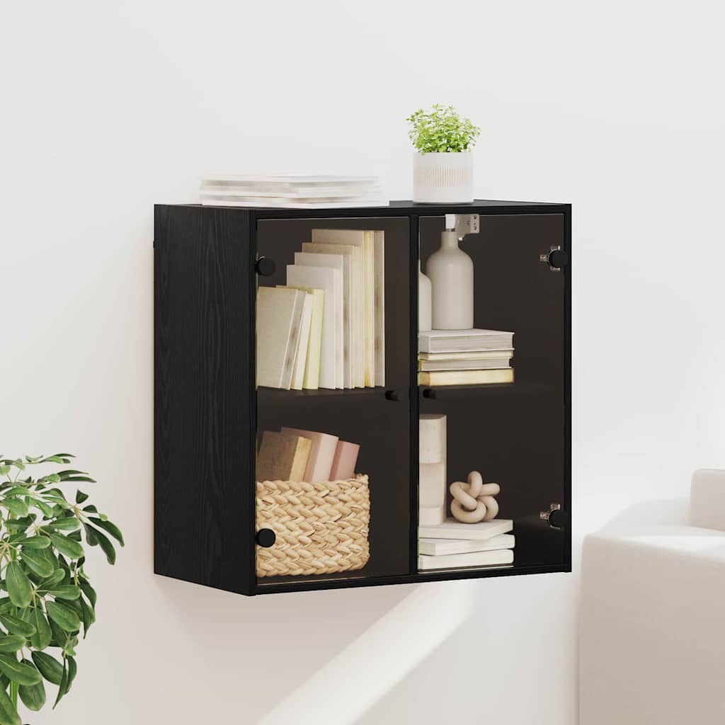 Wandkast Zwart Eiken 68 x 37 x 68,5 cm Bewerkt hout is nu te koop bij PeponiXL, paradijselijk wonen!