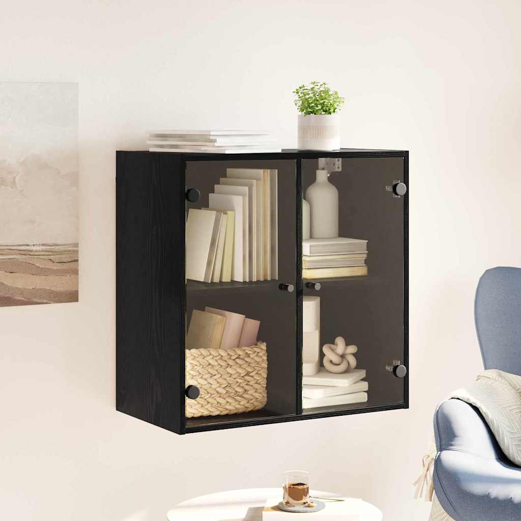 Wandkast Zwart Eiken 68 x 37 x 68,5 cm Bewerkt hout is nu te koop bij PeponiXL, paradijselijk wonen!