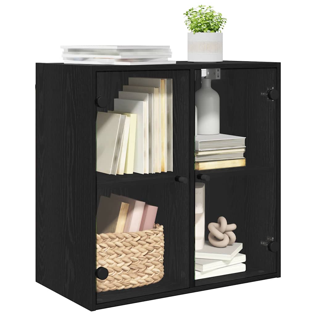 Wandkast Zwart Eiken 68 x 37 x 68,5 cm Bewerkt hout is nu te koop bij PeponiXL, paradijselijk wonen!