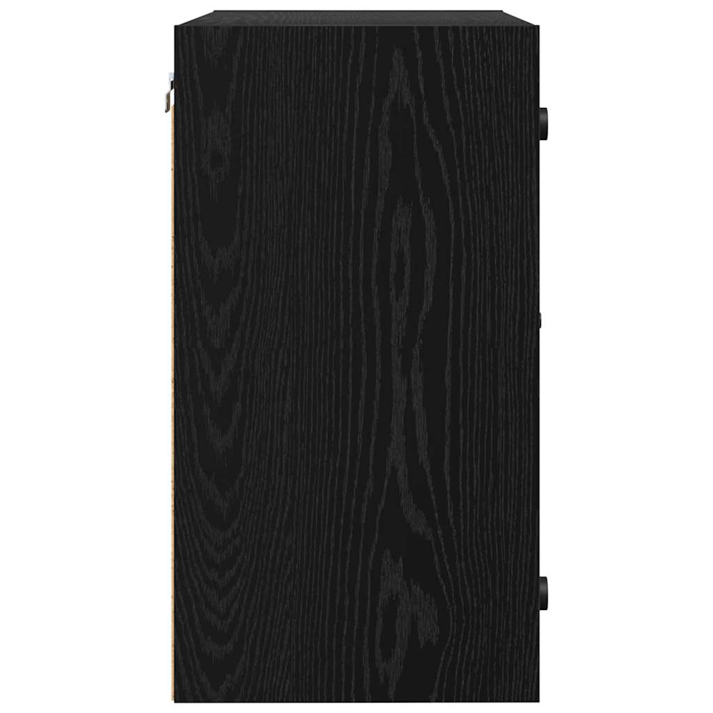 Wandkast Zwart Eiken 68 x 37 x 68,5 cm Bewerkt hout is nu te koop bij PeponiXL, paradijselijk wonen!
