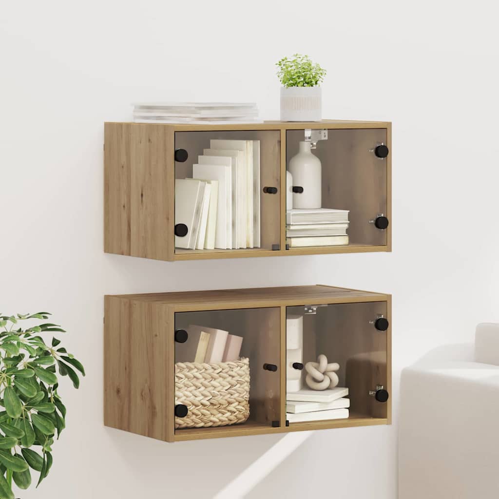 Wandkasten 2 pcs Artisan Eiken 68 x 37 x 35 cm Bewerkt hout is nu te koop bij PeponiXL, paradijselijk wonen!